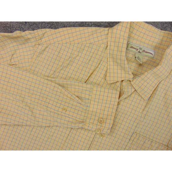 Tommy Bahama Shirt Mens Large Yellow Blue Plaid Long Sleeve Tencel - Picture 1 of 8